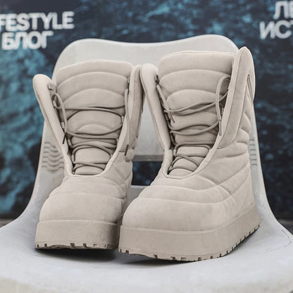 Men's high top sneakers for autumn and winter, thick, warm, versatile, trendy, bread shoes, casual sports shoes, snow boots