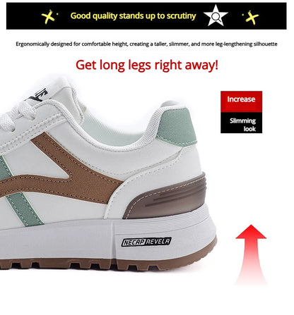 Women's Sports Sneakers Trendy Versatile Women Fashion Leather Sneakers Autumn New Girl Casual Running Shoes Striped Gym Shoes