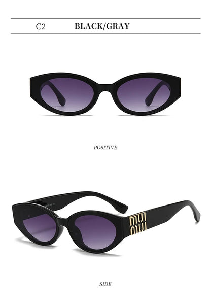 Luxury Glamour Sunglasses For Women And Men Oval Minimalist Fashion Brand Sun Glasses Unisex Stylish Shades UV400
