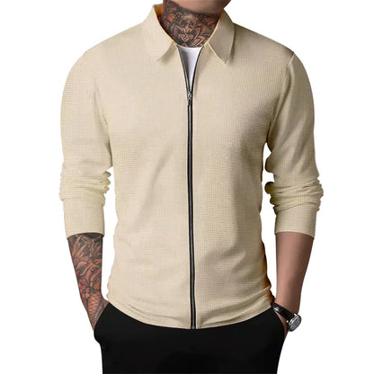 Outerwear Men's Autumn New Youth Waffle Lapel Slim Cardigan Men's Jacket  Ropa De Hombre Techwear Baseball Jacket Jaquetas