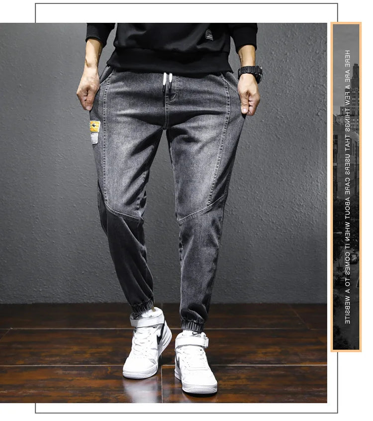 Mens Jeans Harem Pants Fashion Pockets Desinger Loose fit Baggy Moto Jeans Men Stretch Retro Streetwear Relaxed Tapered Jeans