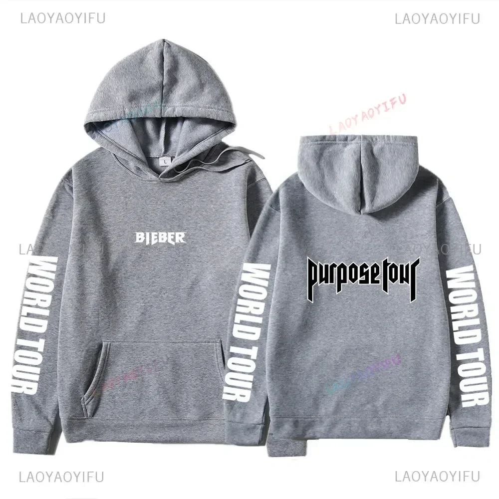 Hoodies Men Justin Bieber Purpose Tour fashion Print Hip Hop Streetwear Fleece Warm Hoody Men Women Pullover Hoodie Sweatshirt