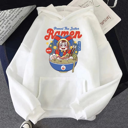 Hoodie Digital Circus Jax Ramen Fashionable and Fun Women Caine Pomni Hoodie Men Cute Rabbit Noodle Printed Hoodie