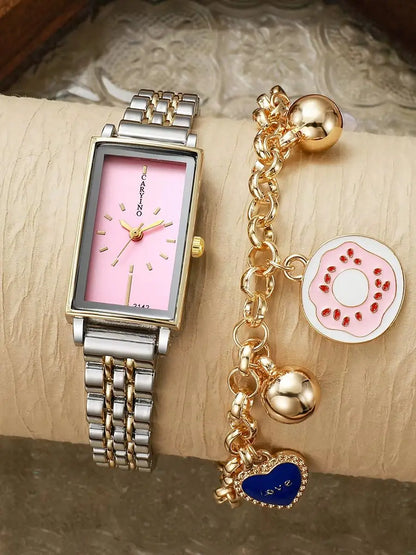 Womens Watch Fashion Dress Female Watches for Women Analog Quartz Stainless Steel Waterproof Luminous Two Tone Ladies Wristwatch