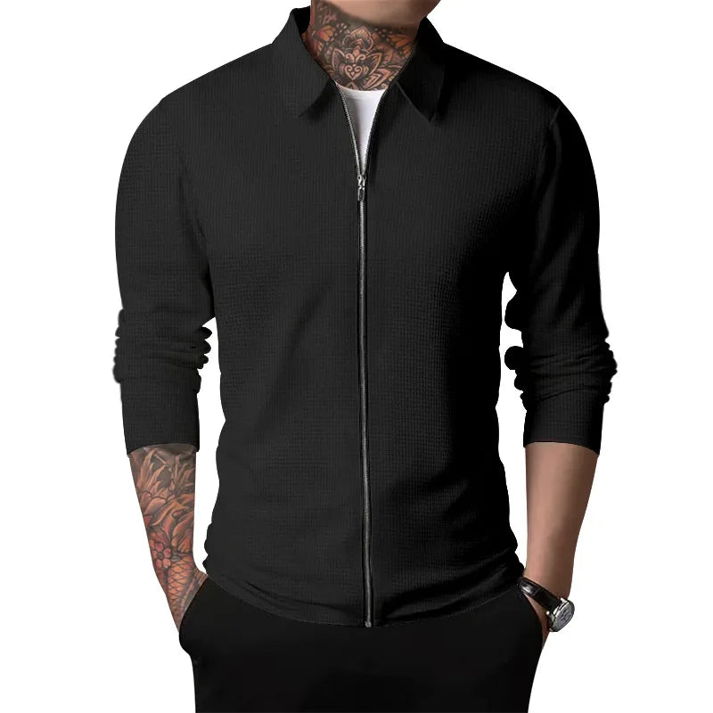 Outerwear Men's Autumn New Youth Waffle Lapel Slim Cardigan Men's Jacket  Ropa De Hombre Techwear Baseball Jacket Jaquetas