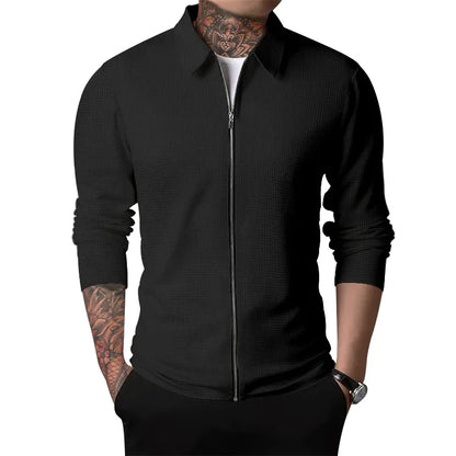 Outerwear Men's Autumn New Youth Waffle Lapel Slim Cardigan Men's Jacket  Ropa De Hombre Techwear Baseball Jacket Jaquetas
