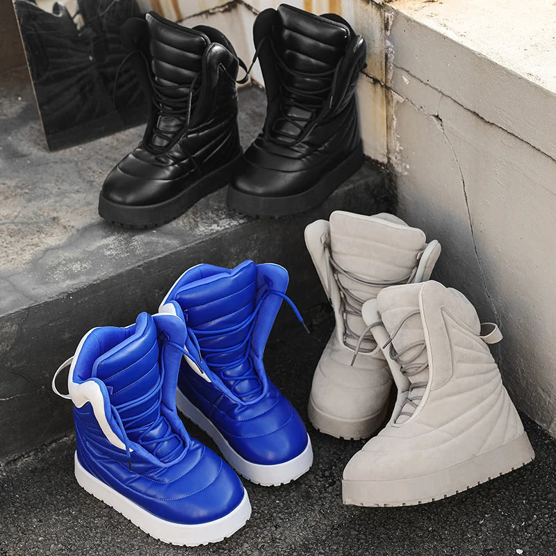 Men's high top sneakers for autumn and winter, thick, warm, versatile, trendy, bread shoes, casual sports shoes, snow boots
