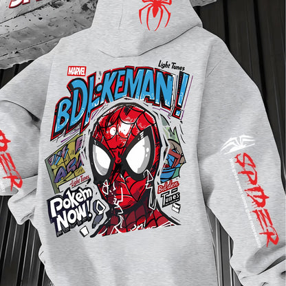 Men'S Hooded Hoodie Spider-Man Graffiti StyleFull of Personalized Back Cartoon Print Winter New Commuter Street Casual Hoodie