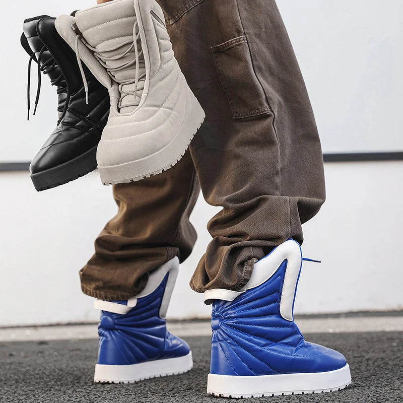 Men's high top sneakers for autumn and winter, thick, warm, versatile, trendy, bread shoes, casual sports shoes, snow boots
