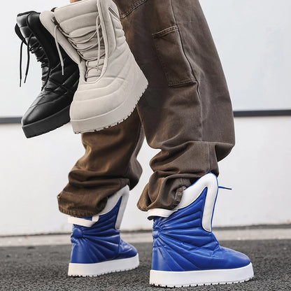 Men's high top sneakers for autumn and winter, thick, warm, versatile, trendy, bread shoes, casual sports shoes, snow boots