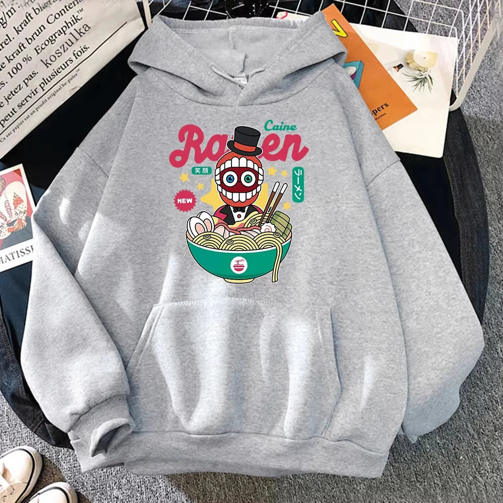 Hoodie Digital Circus Jax Ramen Fashionable and Fun Women Caine Pomni Hoodie Men Cute Rabbit Noodle Printed Hoodie