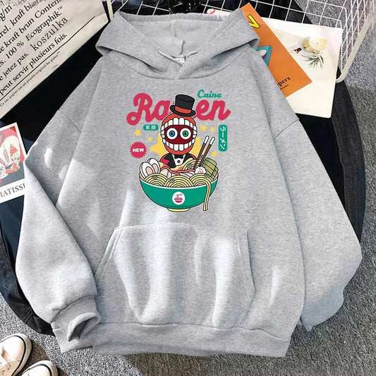 Hoodie Digital Circus Jax Ramen Fashionable and Fun Women Caine Pomni Hoodie Men Cute Rabbit Noodle Printed Hoodie