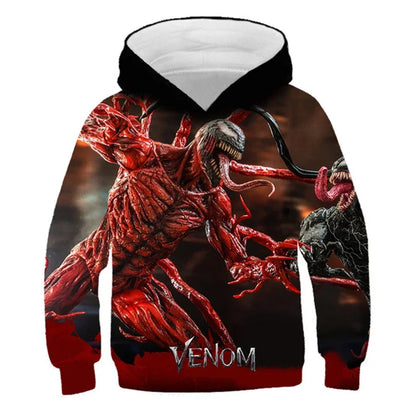 Girls Spring Marvel Spider-Man Venom Hoodie Superhero 3D Print Baby Boy Clothes Kids Casual Sportswear Hooded