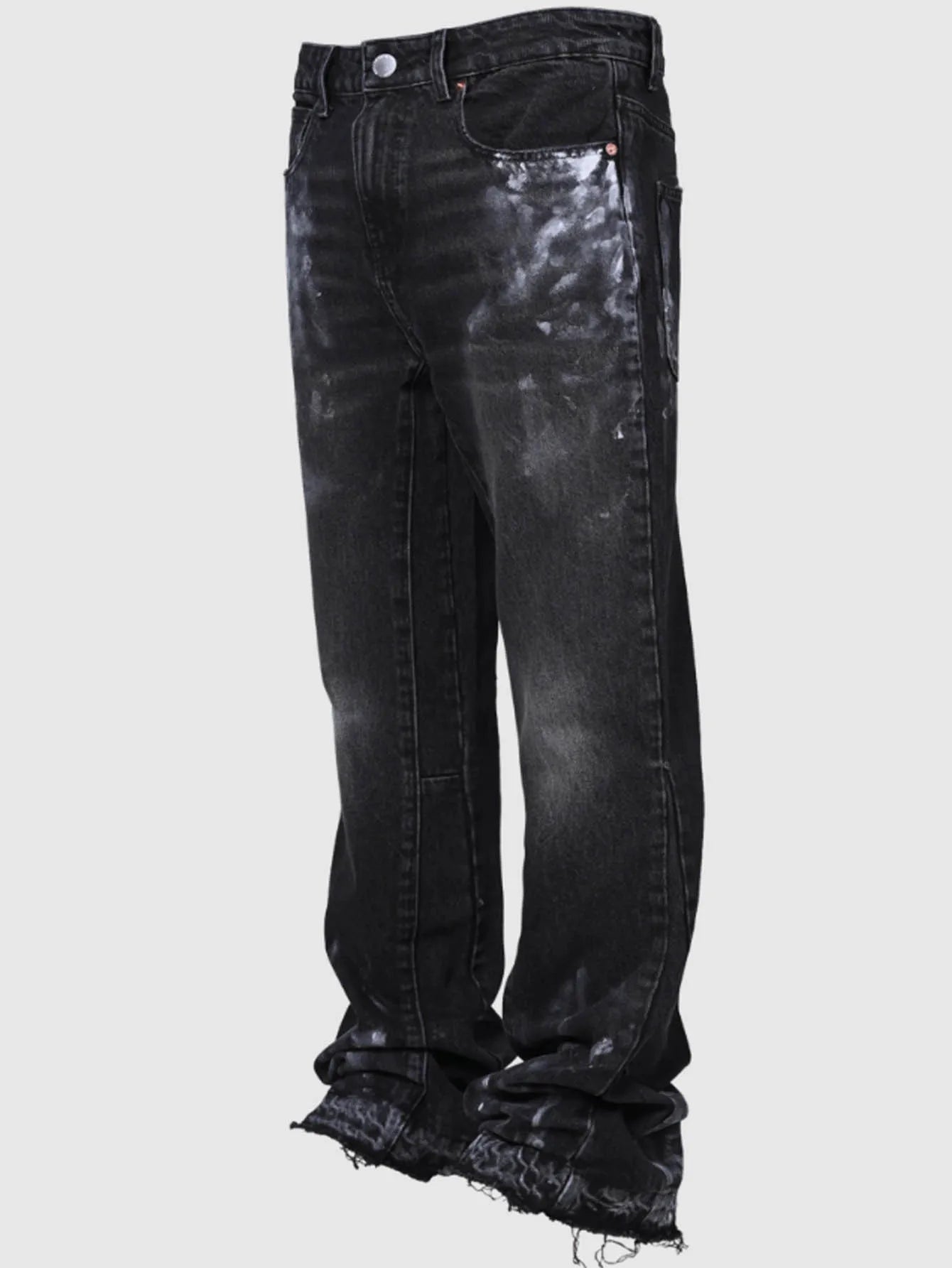 Jeans Men Vintage Straight Pants Mid Waist Stretch Distressed Washed Pockets Button Basics Trousers 2025 Streetwear Denims