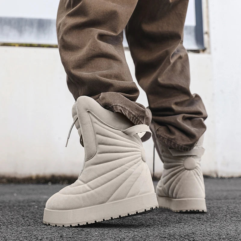 Men's high top sneakers for autumn and winter, thick, warm, versatile, trendy, bread shoes, casual sports shoes, snow boots