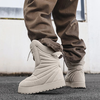 Men's high top sneakers for autumn and winter, thick, warm, versatile, trendy, bread shoes, casual sports shoes, snow boots