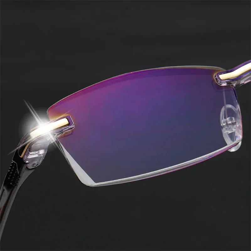 Reading Glasses Men Anti Blue Rays Presbyopia Goggles Women Vintage Rimless Eyewear Diopter +1.0 1.5 2.0 2.5 3.0 3.5 4.0 Окуляри