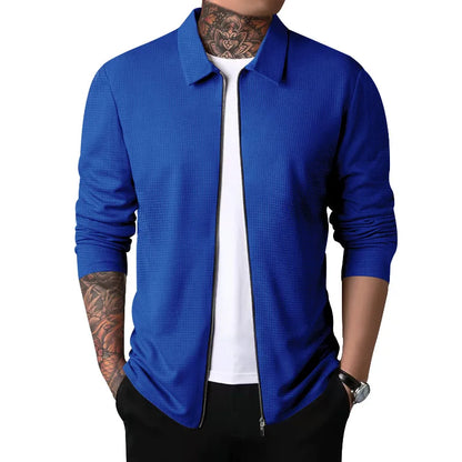 Outerwear Men's Autumn New Youth Waffle Lapel Slim Cardigan Men's Jacket  Ropa De Hombre Techwear Baseball Jacket Jaquetas