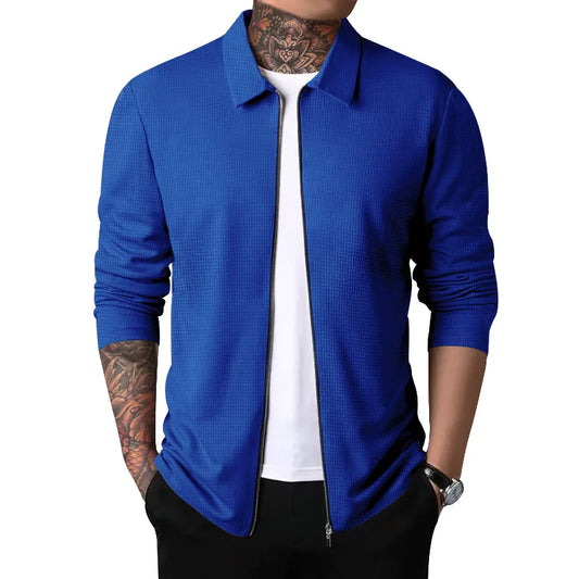 Outerwear Men's Autumn New Youth Waffle Lapel Slim Cardigan Men's Jacket  Ropa De Hombre Techwear Baseball Jacket Jaquetas