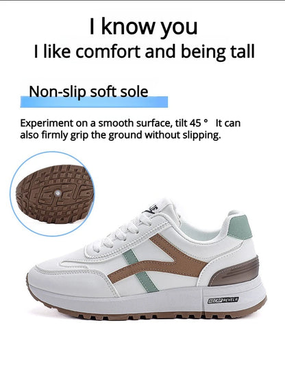 Women's Sports Sneakers Trendy Versatile Women Fashion Leather Sneakers Autumn New Girl Casual Running Shoes Striped Gym Shoes
