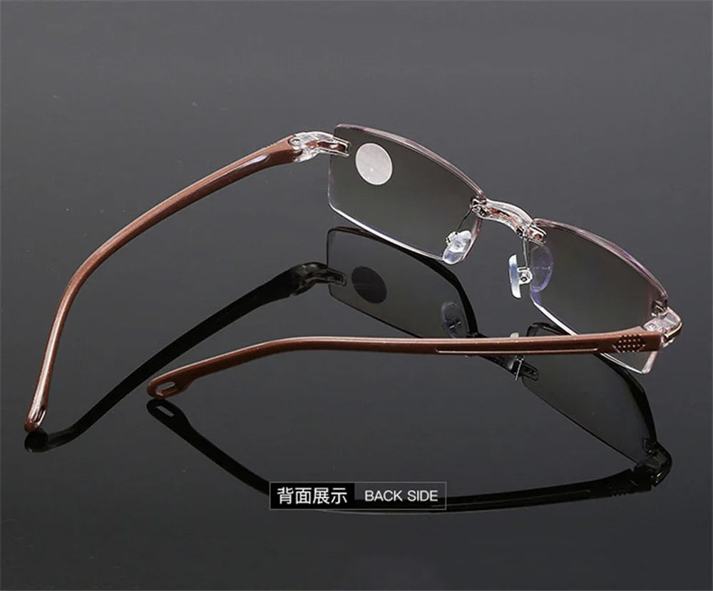 Reading Glasses Men Anti Blue Rays Presbyopia Goggles Women Vintage Rimless Eyewear Diopter +1.0 1.5 2.0 2.5 3.0 3.5 4.0 Окуляри