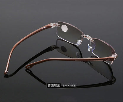 Reading Glasses Men Anti Blue Rays Presbyopia Goggles Women Vintage Rimless Eyewear Diopter +1.0 1.5 2.0 2.5 3.0 3.5 4.0 Окуляри