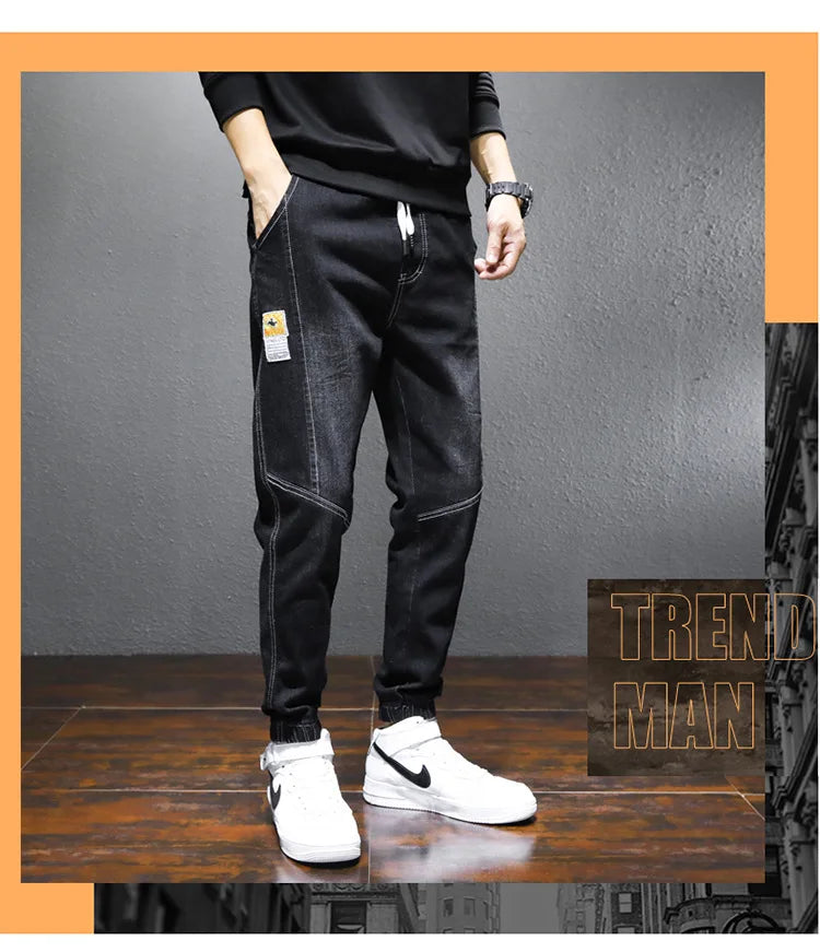 Mens Jeans Harem Pants Fashion Pockets Desinger Loose fit Baggy Moto Jeans Men Stretch Retro Streetwear Relaxed Tapered Jeans