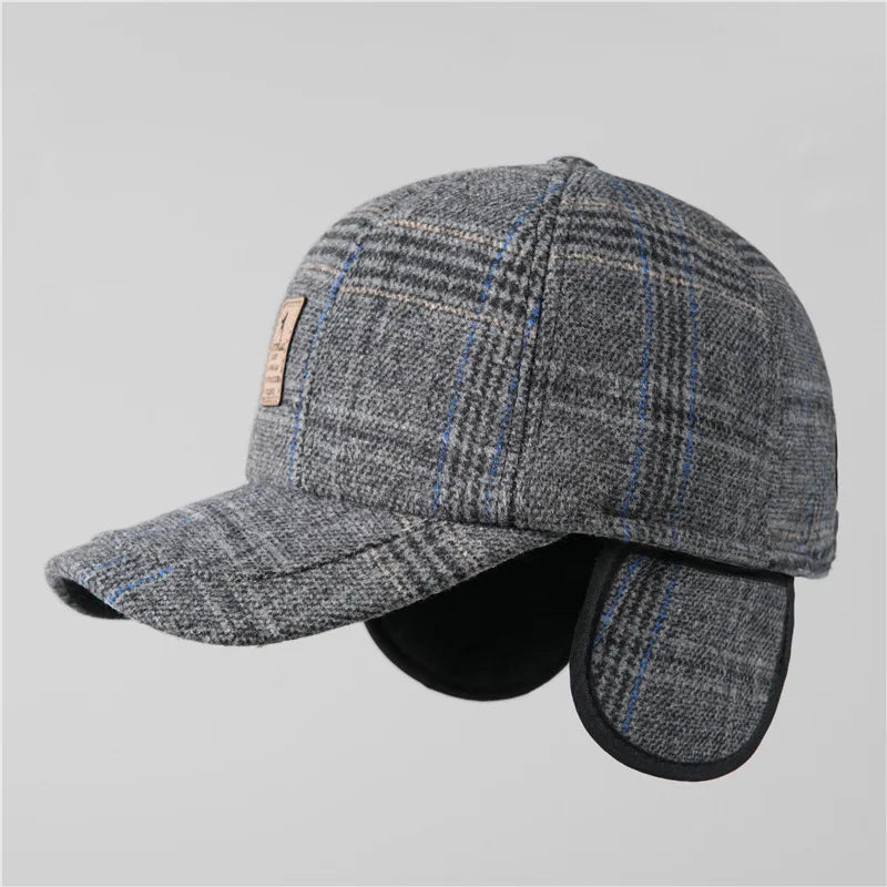 Warm Winter Baseball Cap with Ear Flaps for Men