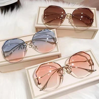 Vintage Oversized Square Cat Eye Sunglasses Women Metal Frame UV400 Protection