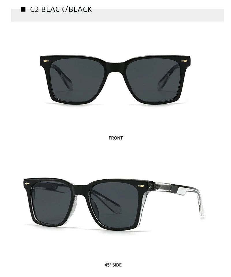 Luxury Square Sunglasses Men Women Retro Business Sun Glasses Male Daily Driving Travelling Shades UV400