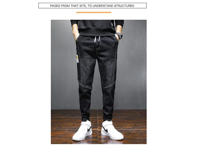Mens Jeans Harem Pants Fashion Pockets Desinger Loose fit Baggy Moto Jeans Men Stretch Retro Streetwear Relaxed Tapered Jeans