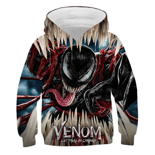 Girls Spring Marvel Spider-Man Venom Hoodie Superhero 3D Print Baby Boy Clothes Kids Casual Sportswear Hooded