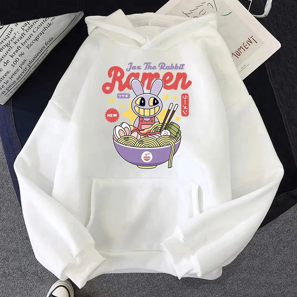 Hoodie Digital Circus Jax Ramen Fashionable and Fun Women Caine Pomni Hoodie Men Cute Rabbit Noodle Printed Hoodie