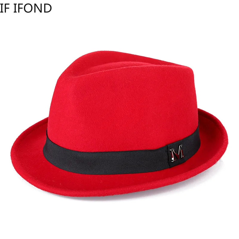 Men Winter Thick Warm Felt Fedora Hats Wool