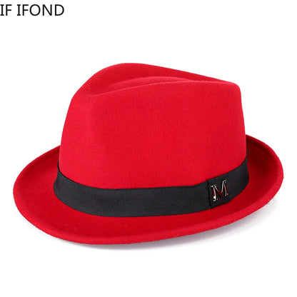 Men Winter Thick Warm Felt Fedora Hats Wool
