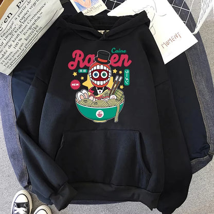 Hoodie Digital Circus Jax Ramen Fashionable and Fun Women Caine Pomni Hoodie Men Cute Rabbit Noodle Printed Hoodie