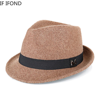 Men Winter Thick Warm Felt Fedora Hats Wool