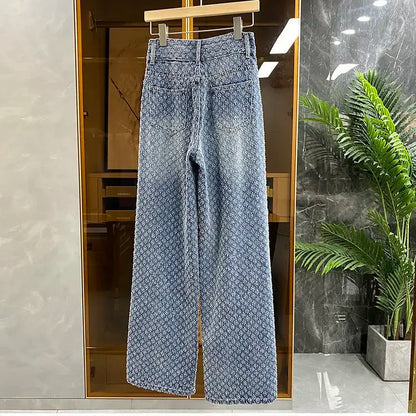 Jeans Women Spring Summer Straight Leg Jeans Women New Design Sense for Women Loose Fitting High Waisted Wide Leg Pants