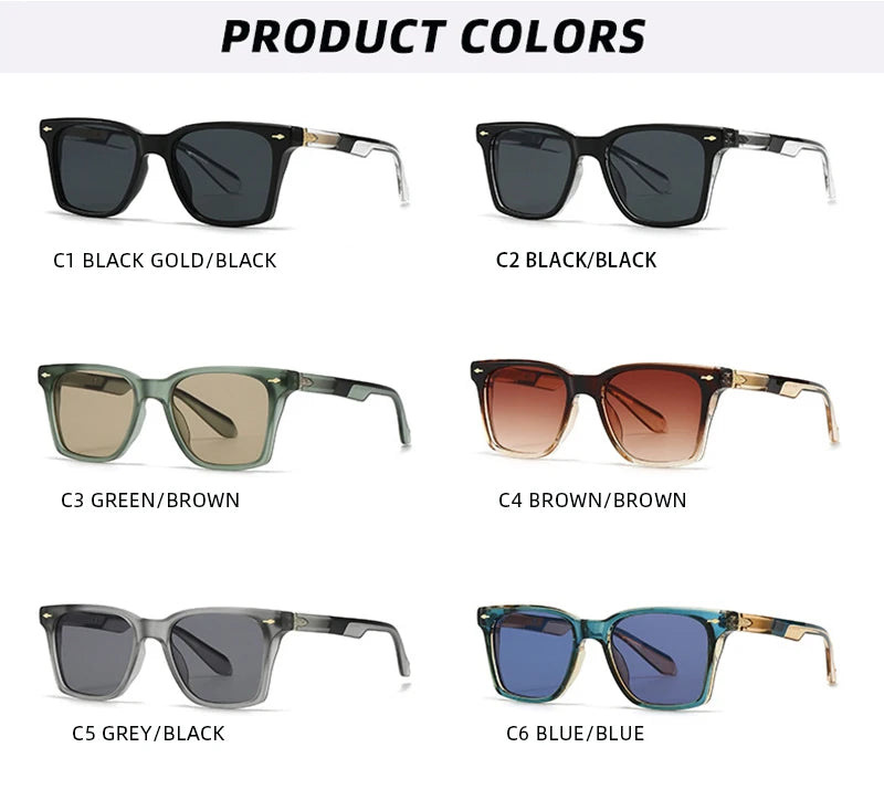 Luxury Square Sunglasses Men Women Retro Business Sun Glasses Male Daily Driving Travelling Shades UV400