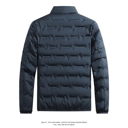 Outdoor Windproof Outerwear Winter Casual Warm Men Fleece-lined Jacket Solid Color Thicken Male Fashion Stand Collar Coats