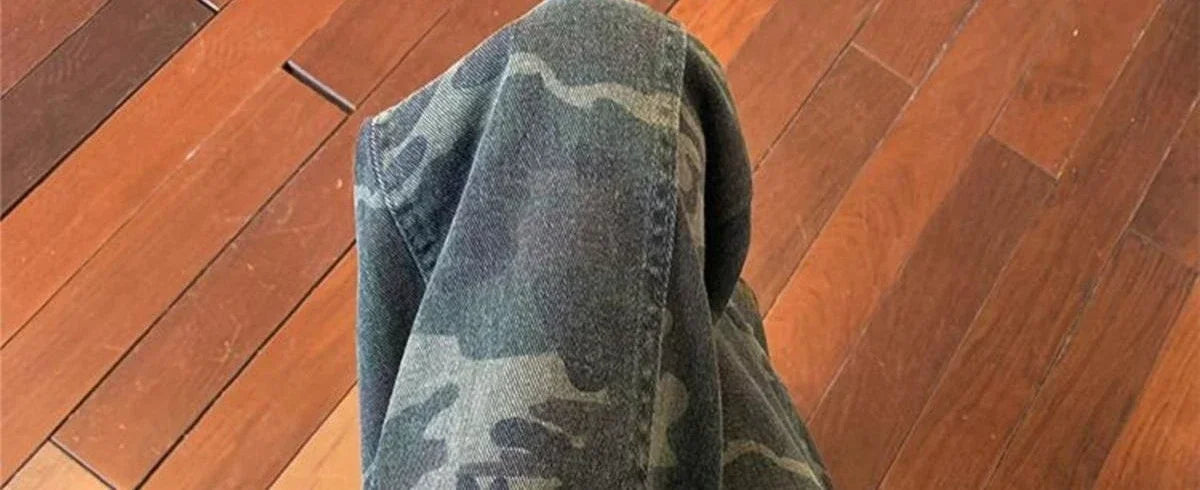 Jeans for Men Spliced Cargo Male Cowboy Pants Camouflage Trousers Punk Straight Xs Y 2k Vintage New in Retro 2025 Trend Baggy