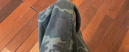 Jeans for Men Spliced Cargo Male Cowboy Pants Camouflage Trousers Punk Straight Xs Y 2k Vintage New in Retro 2025 Trend Baggy
