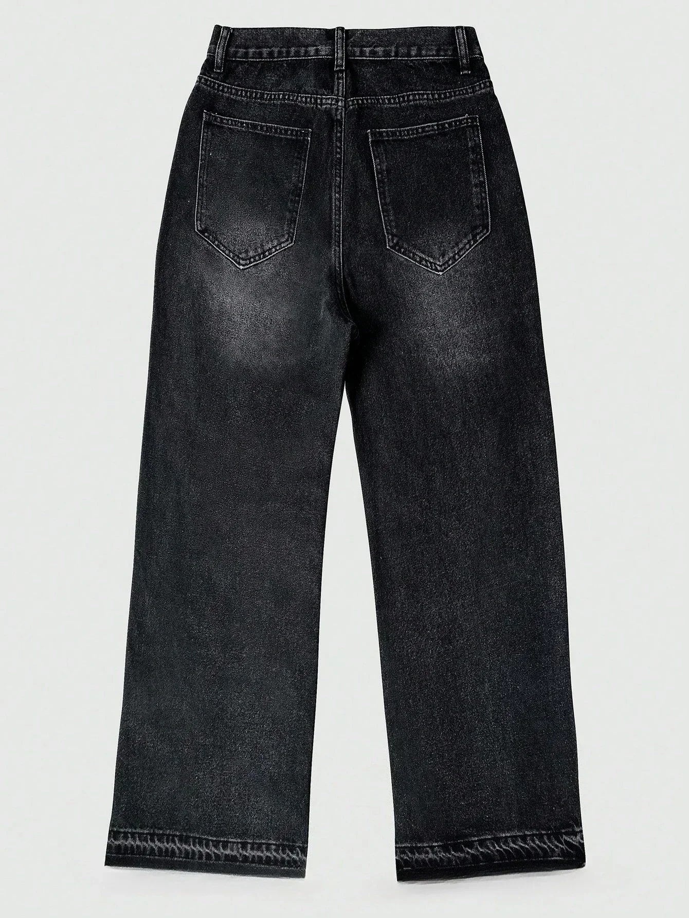 Jeans slim fit con dettagli di orlo lavato casual e business, pantaloni dritti in cotone leggero e versatili con chiusura a