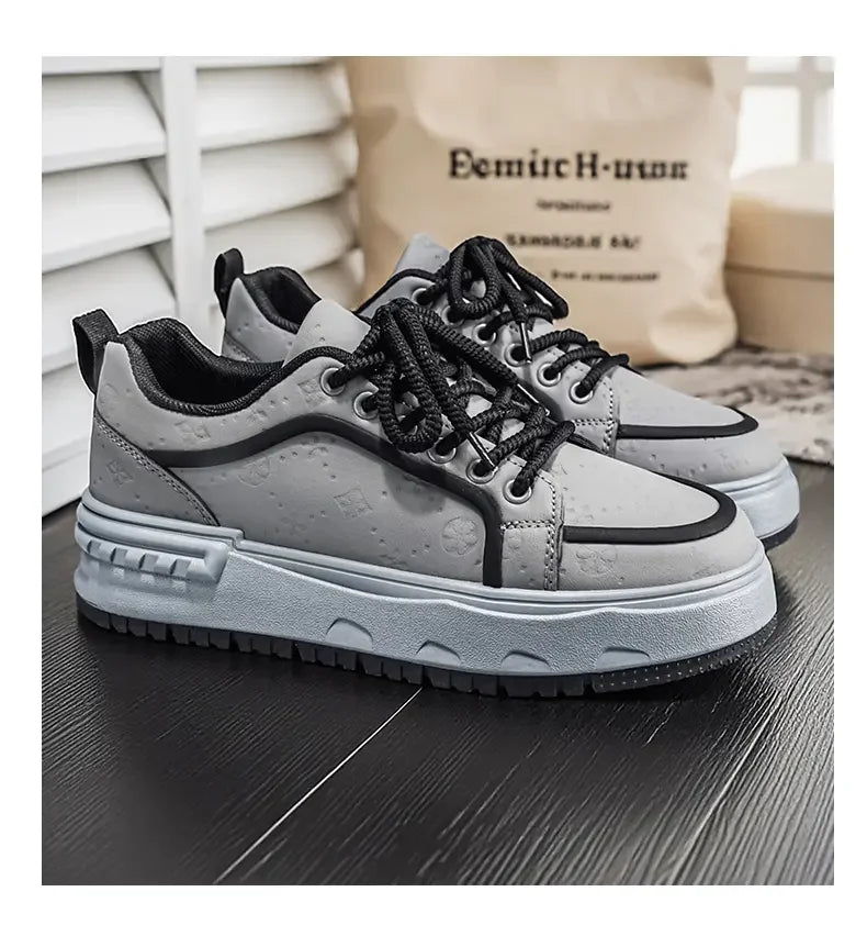Sneakers Casual Mens Original Designer Solid Board Shoes Fashion Leather Breathable Height Increased Flat Platform Sports Shoes