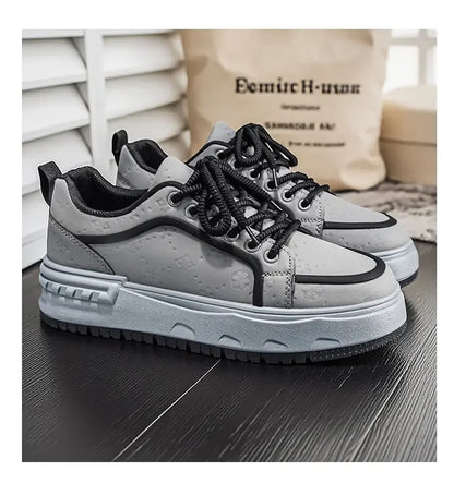 Sneakers Casual Mens Original Designer Solid Board Shoes Fashion Leather Breathable Height Increased Flat Platform Sports Shoes