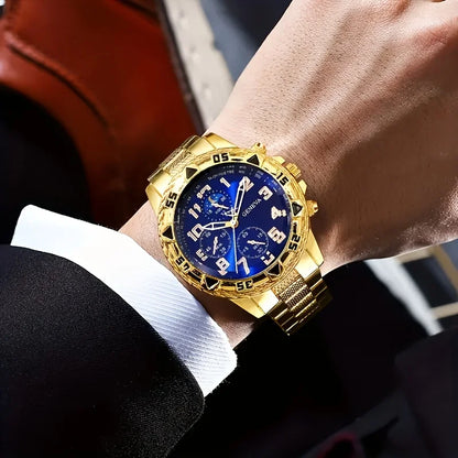 [Vintage Watch Set] 2pcs Men's Quartz Watch Set | Stainless Steel | Casual Watch | Business Watch | Silicone watch