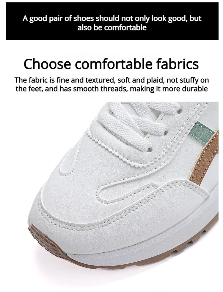 Women's Sports Sneakers Trendy Versatile Women Fashion Leather Sneakers Autumn New Girl Casual Running Shoes Striped Gym Shoes