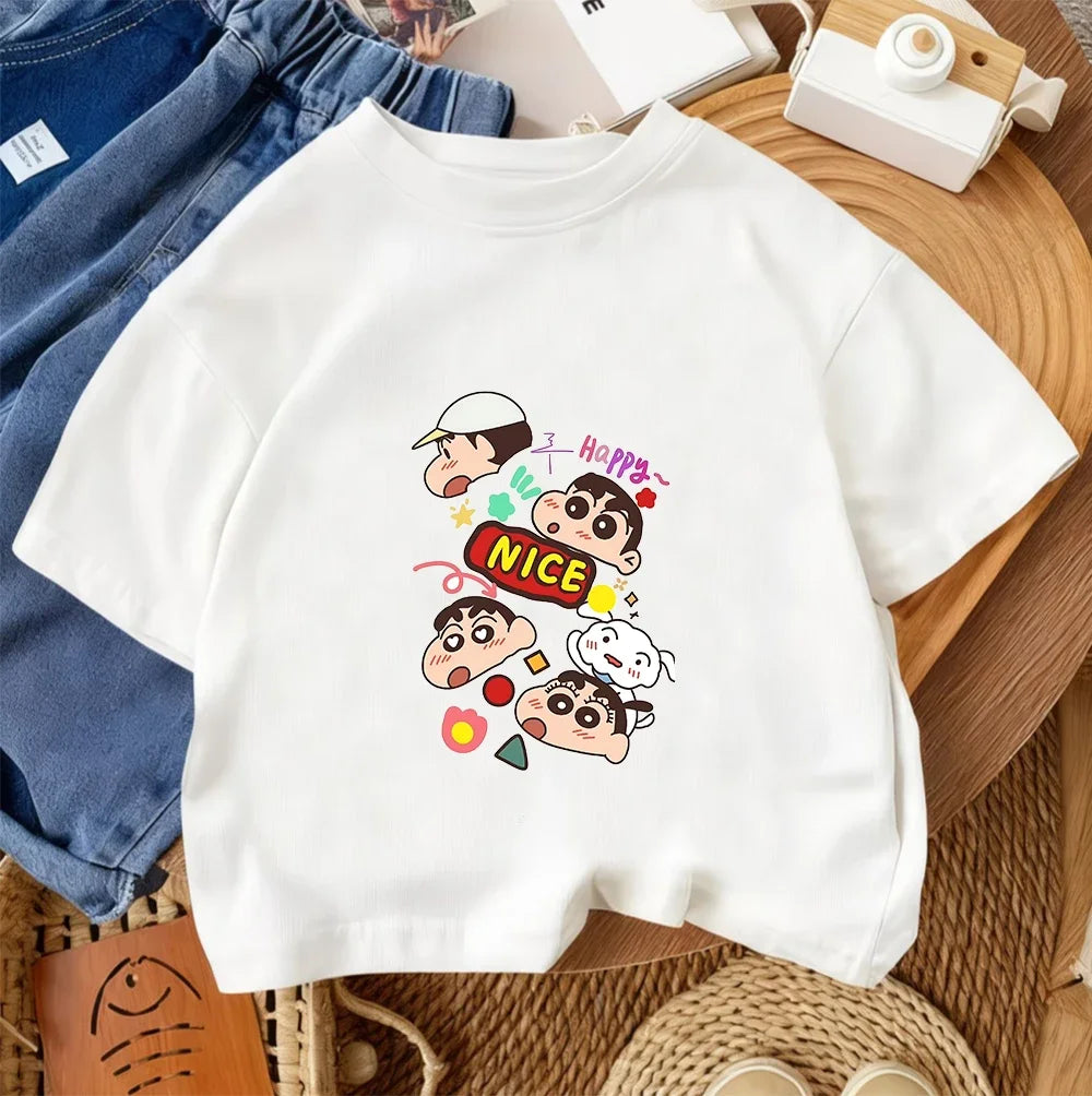 Summer Trendy Casual Tee Cute Cartoon Print tops
