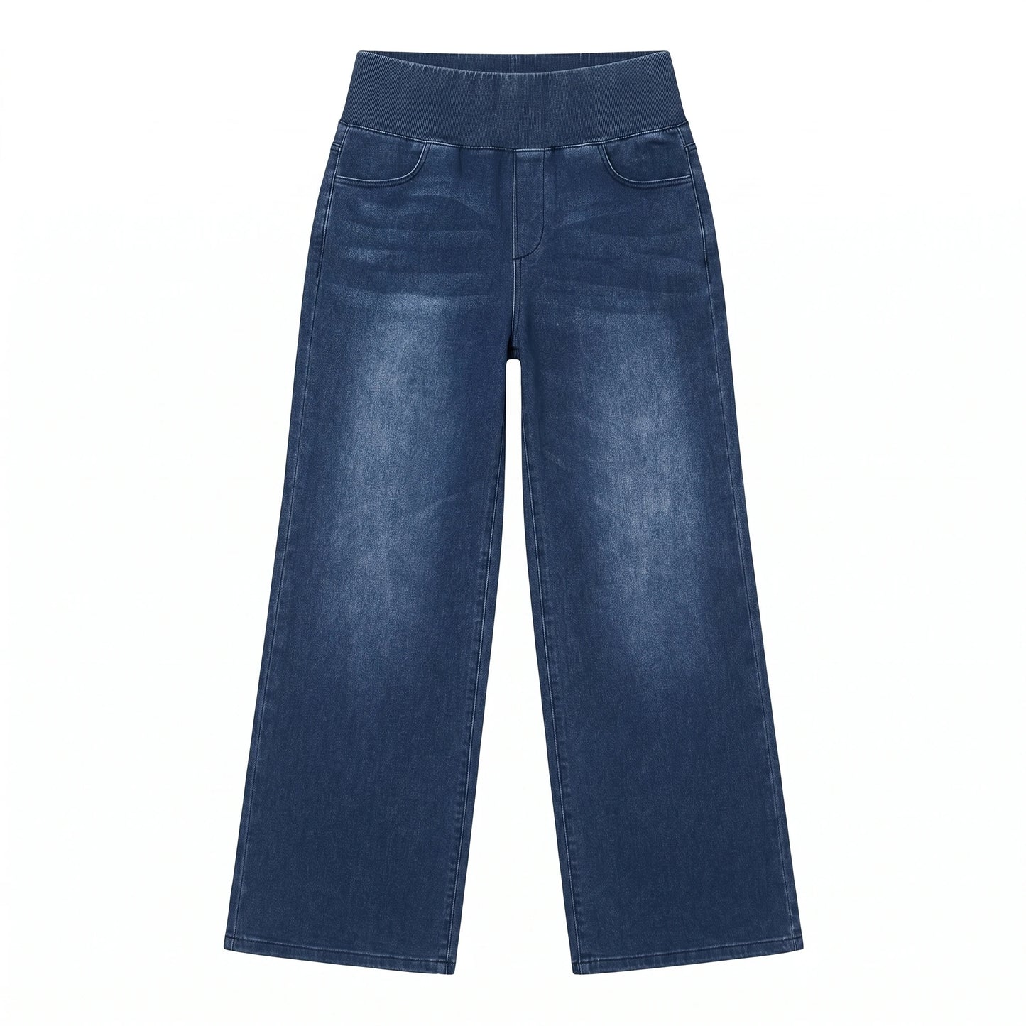 Women's Jeans Spring and Autumn New Elastic Waist Loose Straight Fashion Comfortable Versatile Wide Leg Floor Pants