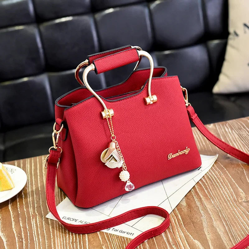 Luxury Handle Bags For Women PU Leather Pendant Crossbody
